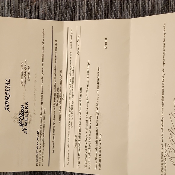 14k White Gold Ladies Blue & Diamond Ring ring - Picture 9 of 17